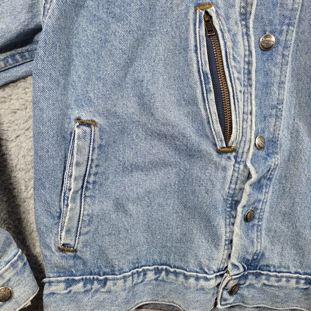 HARLEY DAVIDSON DENIM‎ JEAN JACKET Y2K VTG WOMENS SIZE MEDIUM BIKERSBLUES